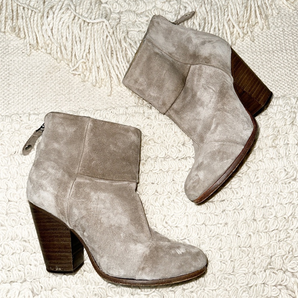 RAG & BONE gray taupe suede leather Newbury heeled ankle boots 37